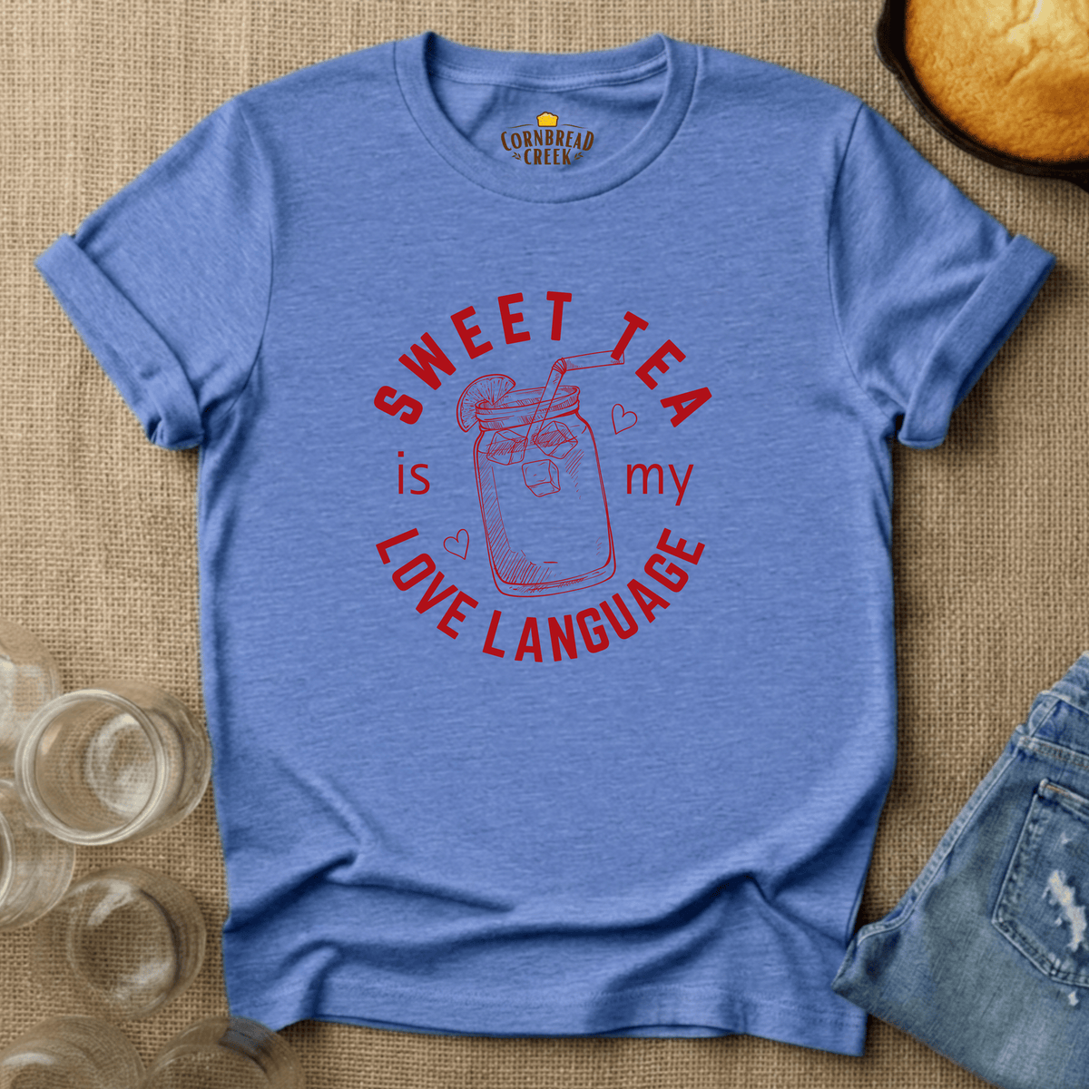 Sweet Tea Is My Love Language T-Shirt Chicken and Rural Homestead Graphic tee Cornbread Creek