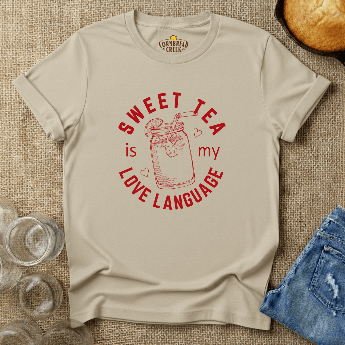 Sweet Tea Is My Love Language T-Shirt Chicken and Rural Homestead Graphic tee Cornbread Creek