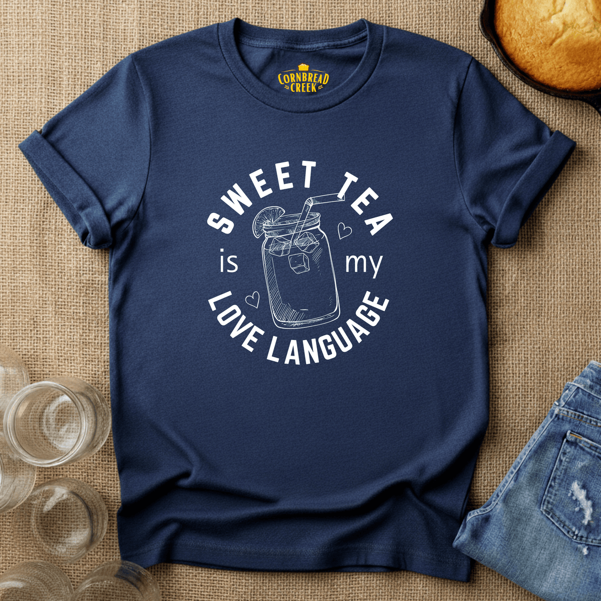 Sweet Tea Is My Love Language T-Shirt Chicken and Rural Homestead Graphic tee Cornbread Creek