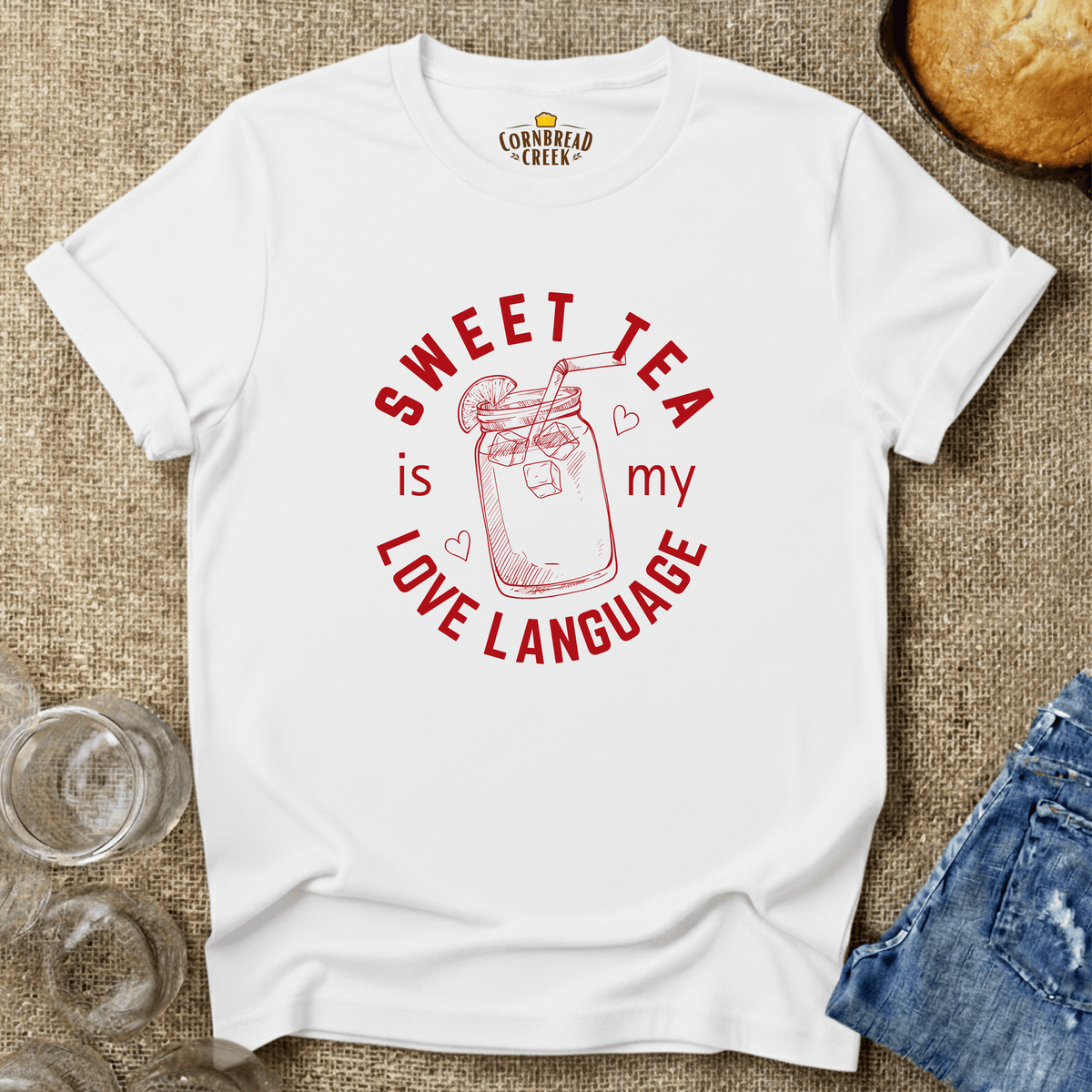 Sweet Tea Is My Love Language T-Shirt Chicken and Rural Homestead Graphic tee Cornbread Creek