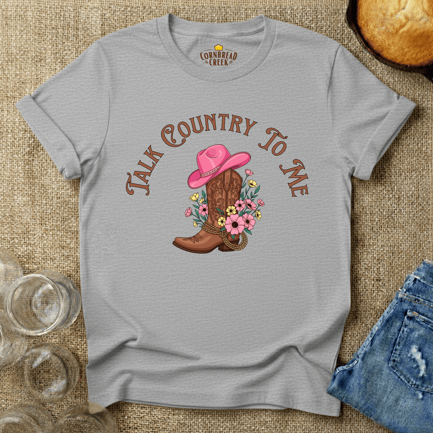 Talk Country To Me Wildflower Tee T-Shirt Chicken and Rural Homestead Graphic tee Cornbread Creek