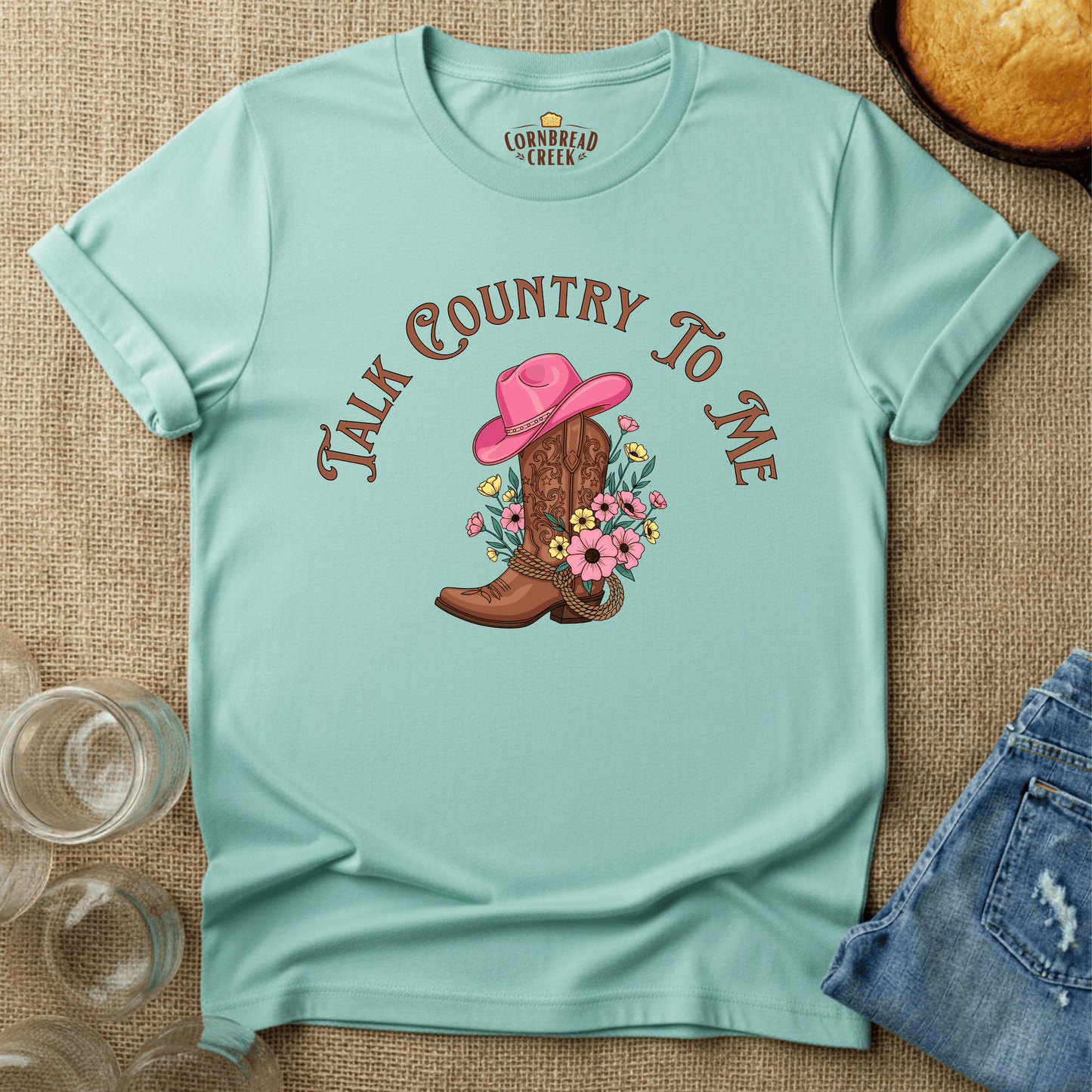 Talk Country To Me Wildflower Tee T-Shirt Chicken and Rural Homestead Graphic tee Cornbread Creek