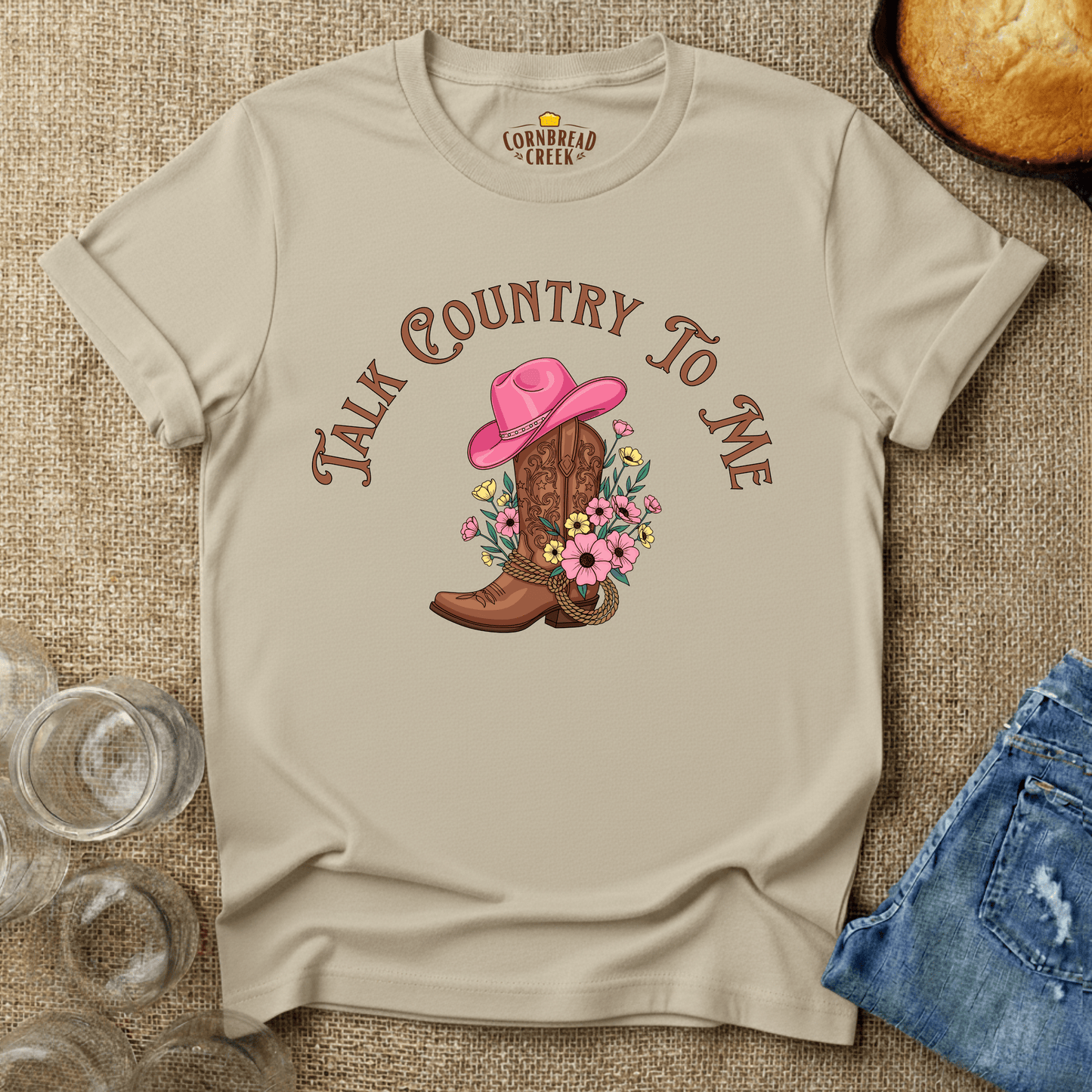 Talk Country To Me Wildflower Tee T-Shirt Chicken and Rural Homestead Graphic tee Cornbread Creek