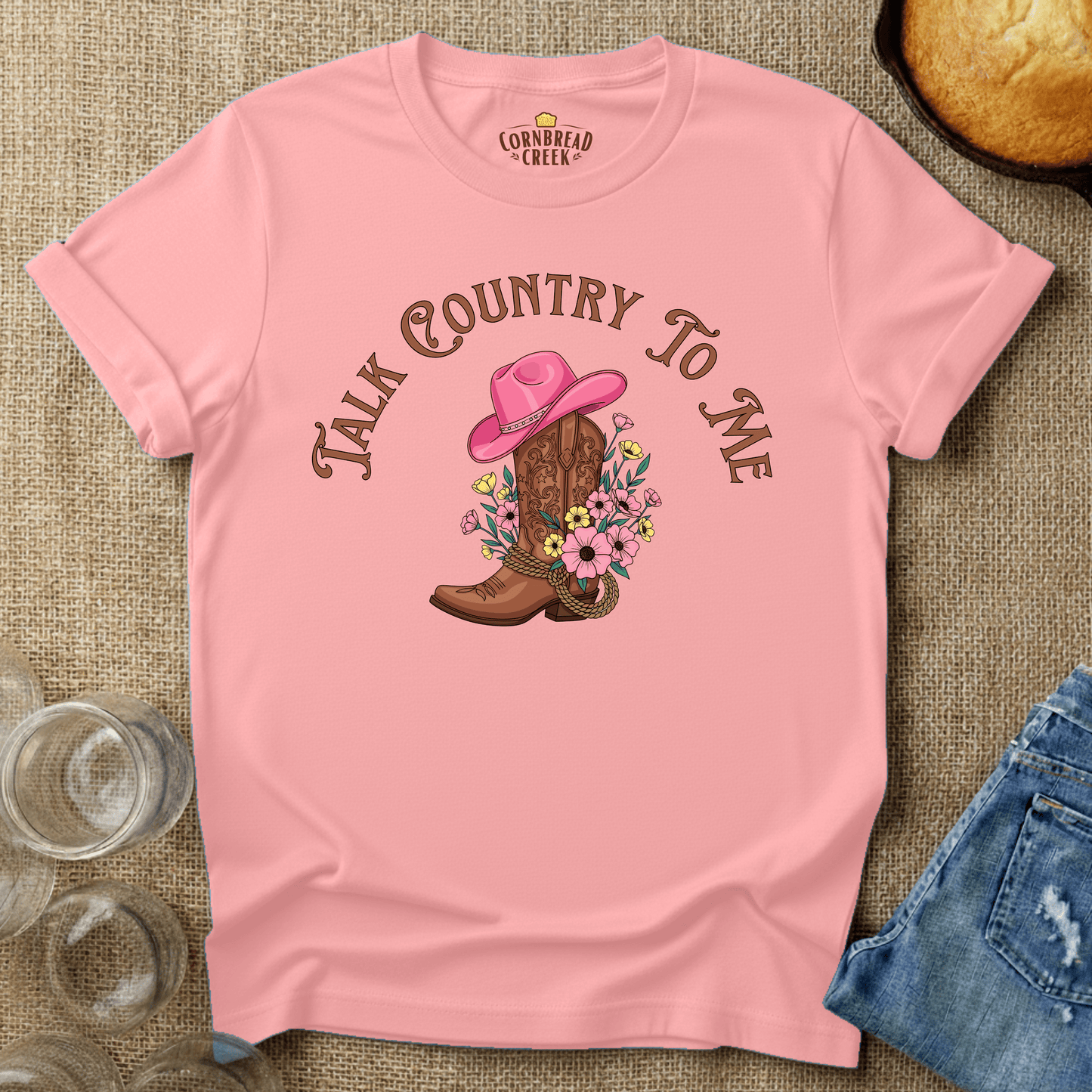 Talk Country To Me Wildflower Tee T-Shirt Chicken and Rural Homestead Graphic tee Cornbread Creek