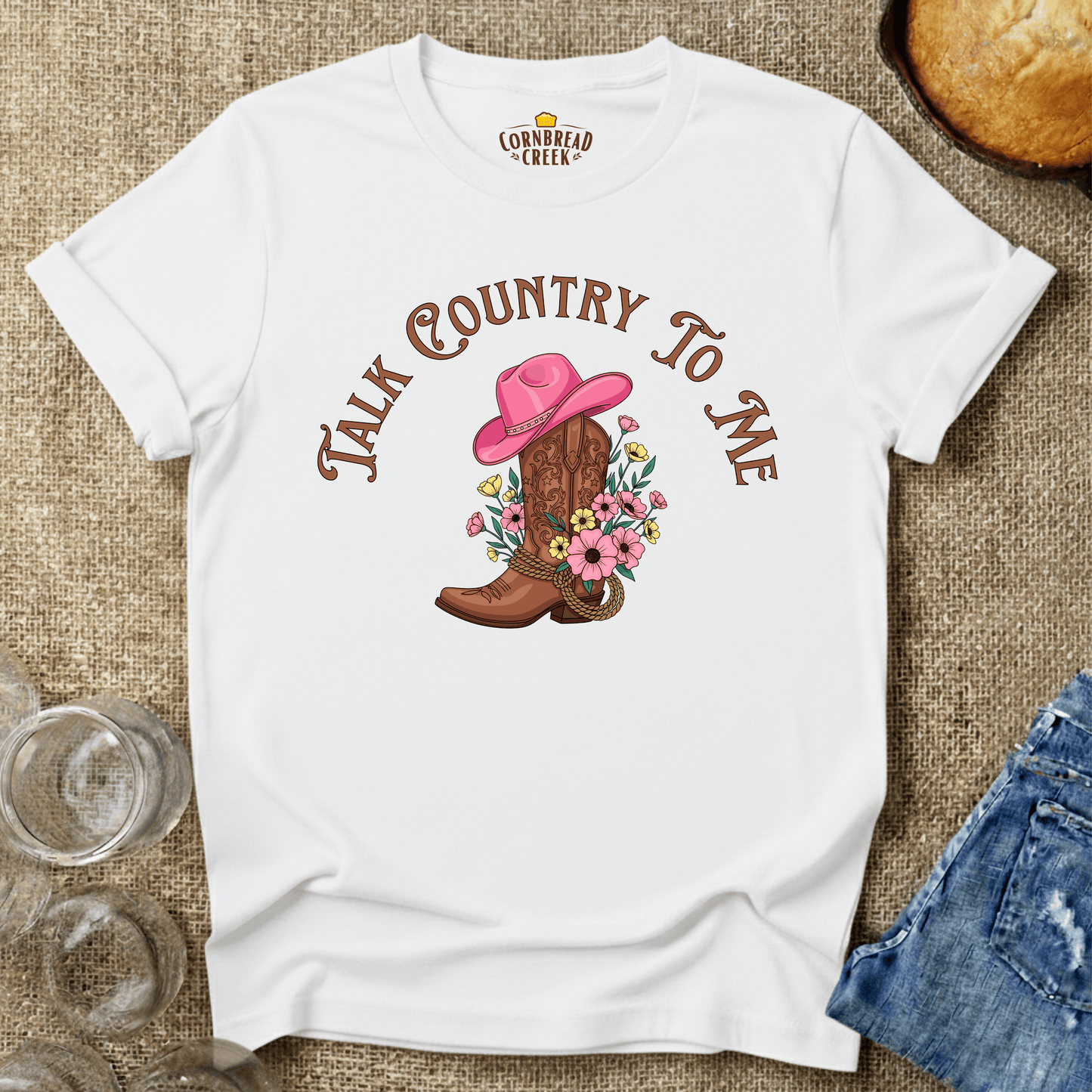 Talk Country To Me Wildflower Tee T-Shirt Chicken and Rural Homestead Graphic tee Cornbread Creek
