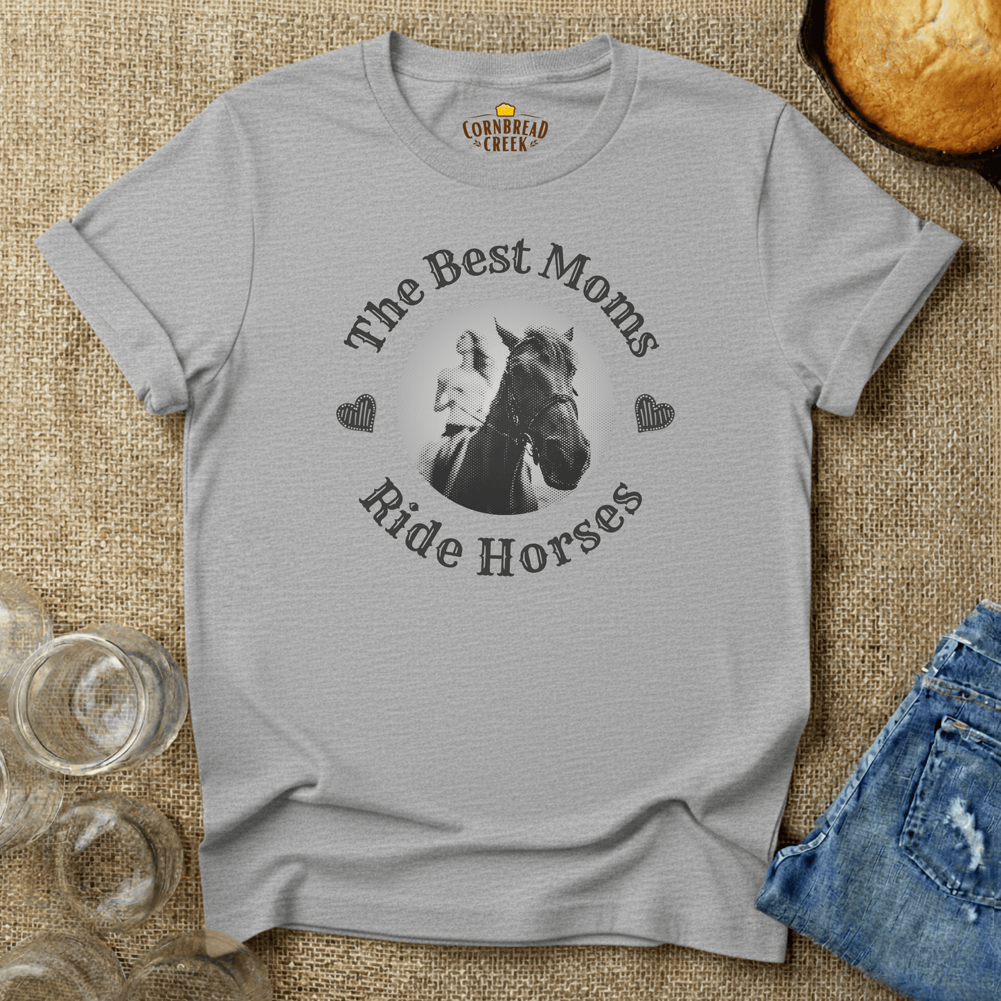 The Best Moms Ride Horses T-Shirt Chicken and Rural Homestead Graphic tee Cornbread Creek
