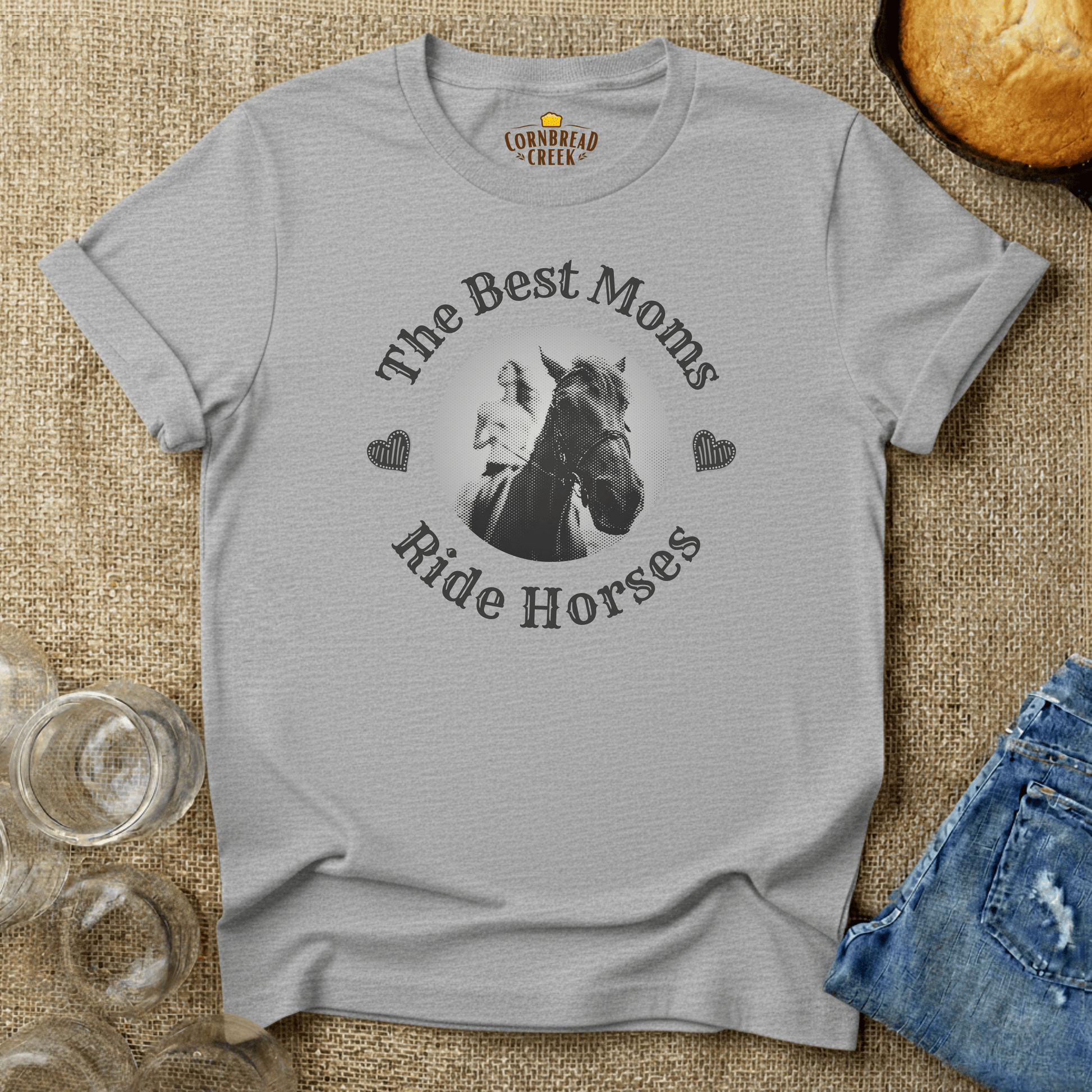 The Best Moms Ride Horses T-Shirt Chicken and Rural Homestead Graphic tee Cornbread Creek