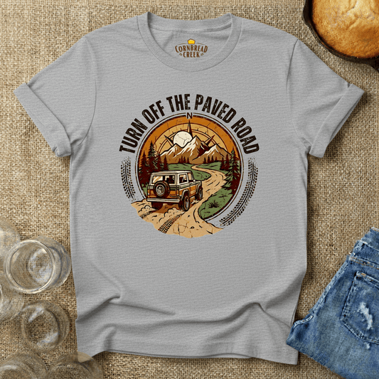 Turn Off The Paved Road T-Shirt Chicken and Rural Homestead Graphic tee Cornbread Creek