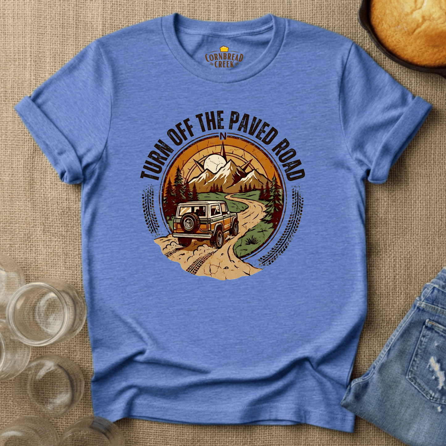 Turn Off The Paved Road T-Shirt Chicken and Rural Homestead Graphic tee Cornbread Creek