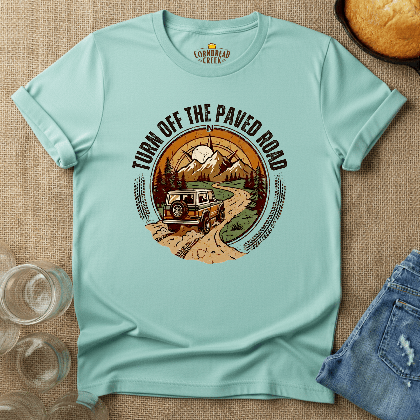 Turn Off The Paved Road T-Shirt Chicken and Rural Homestead Graphic tee Cornbread Creek