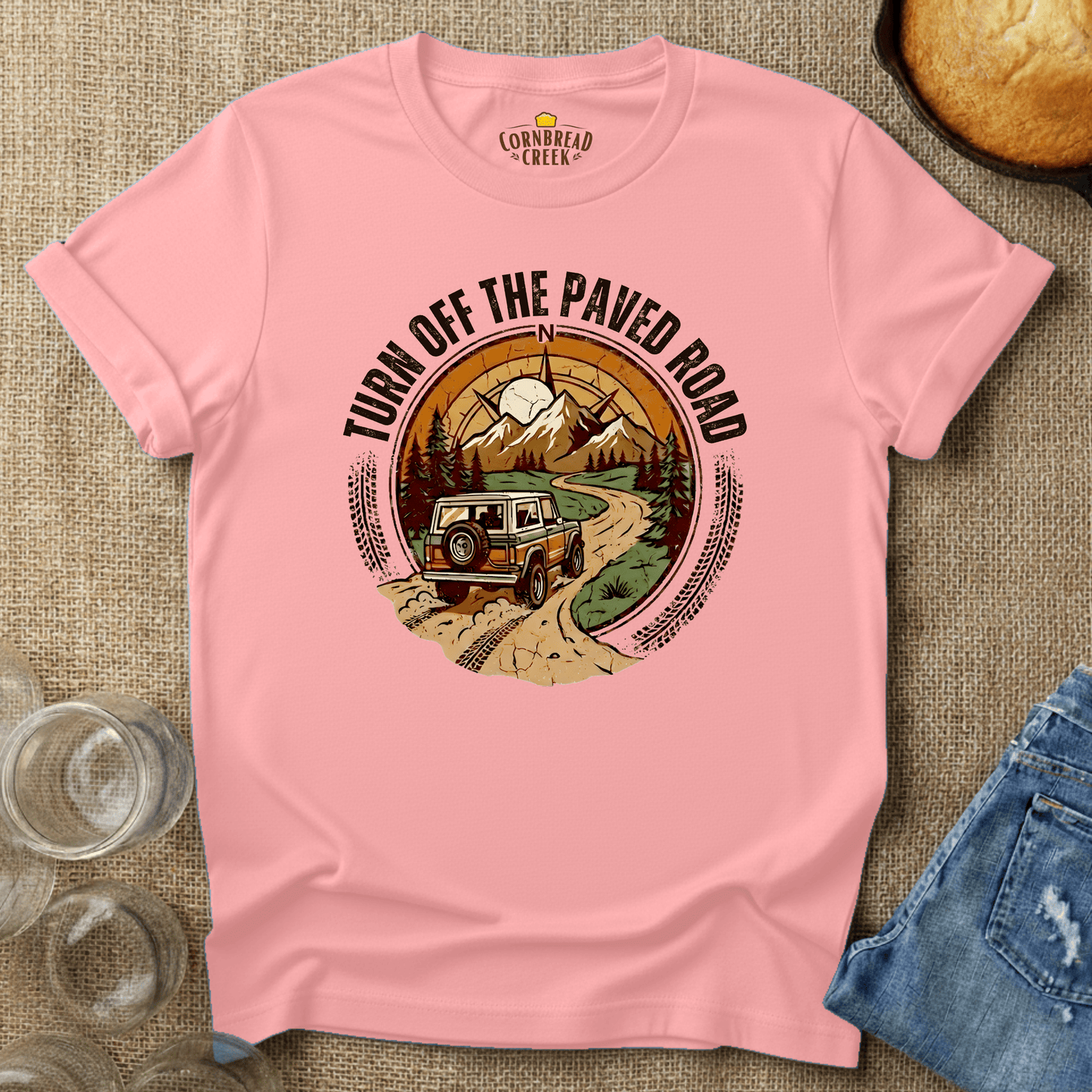 Turn Off The Paved Road T-Shirt Chicken and Rural Homestead Graphic tee Cornbread Creek