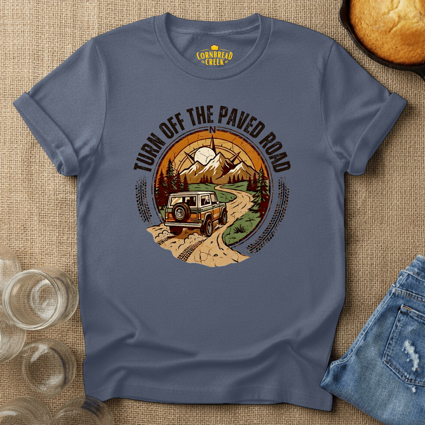 Turn Off The Paved Road T-Shirt Chicken and Rural Homestead Graphic tee Cornbread Creek