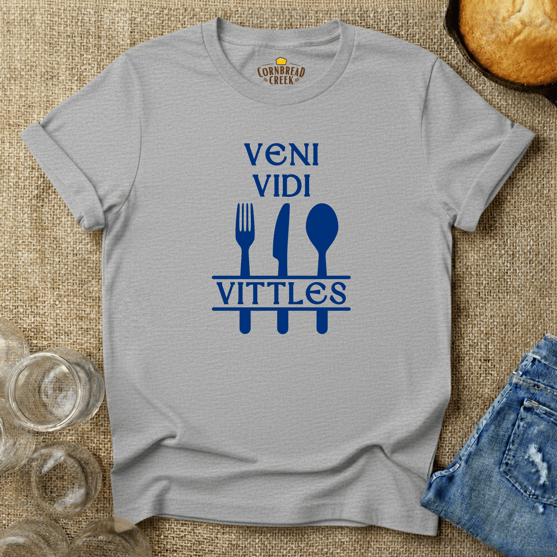 Veni Vidi Vittles T-Shirt Chicken and Rural Homestead Graphic tee Cornbread Creek