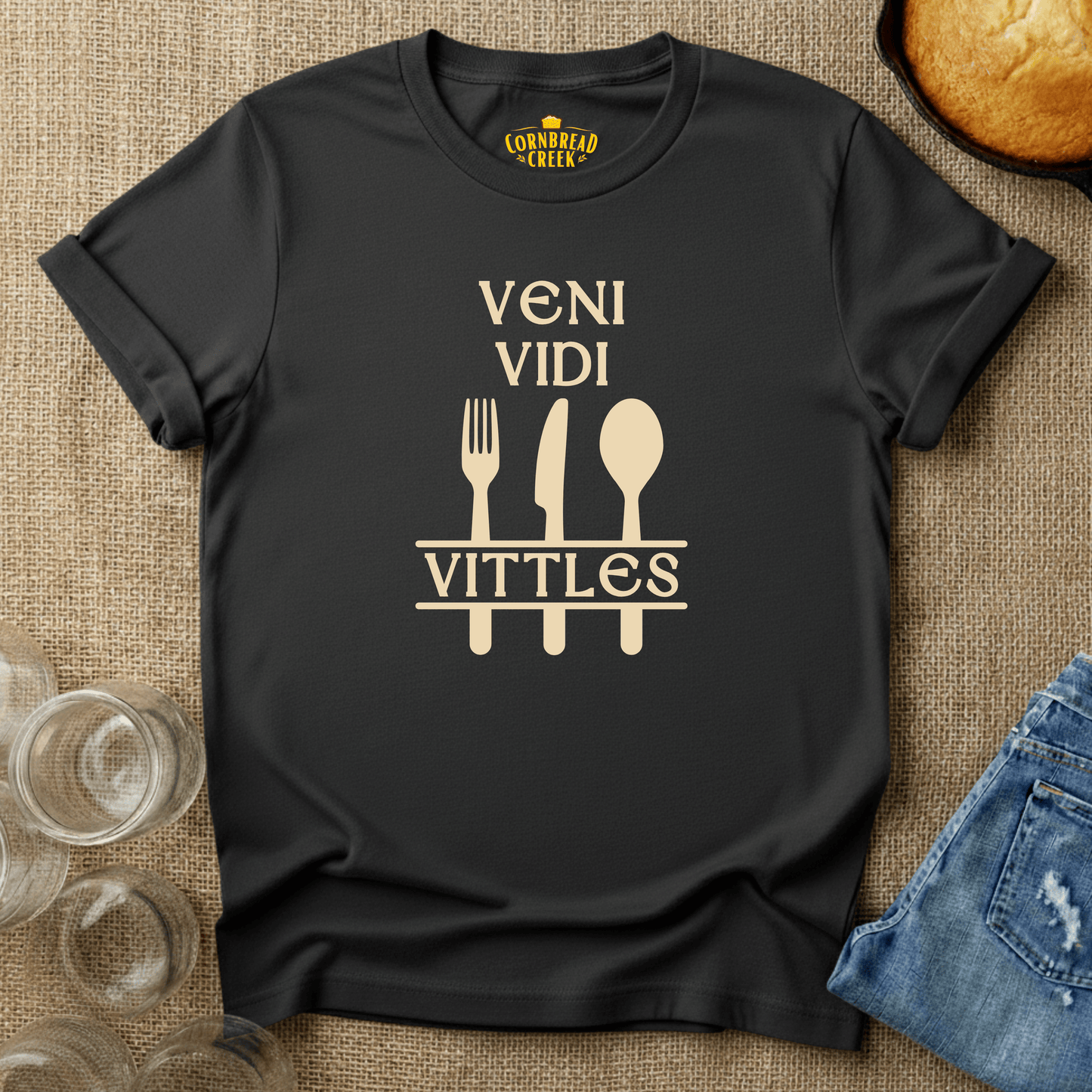 Veni Vidi Vittles T-Shirt Chicken and Rural Homestead Graphic tee Cornbread Creek