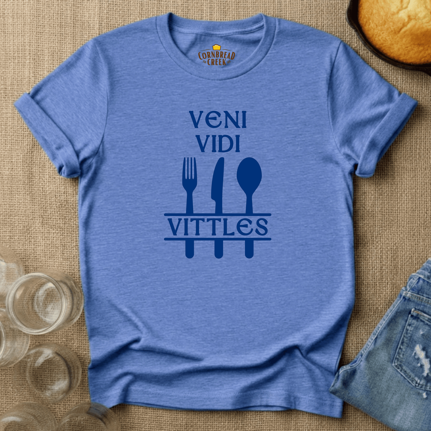 Veni Vidi Vittles T-Shirt Chicken and Rural Homestead Graphic tee Cornbread Creek