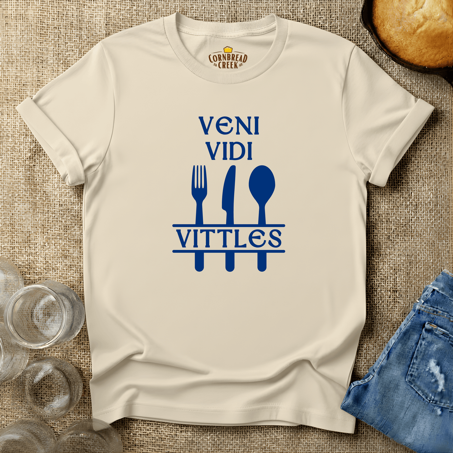 Veni Vidi Vittles T-Shirt Chicken and Rural Homestead Graphic tee Cornbread Creek