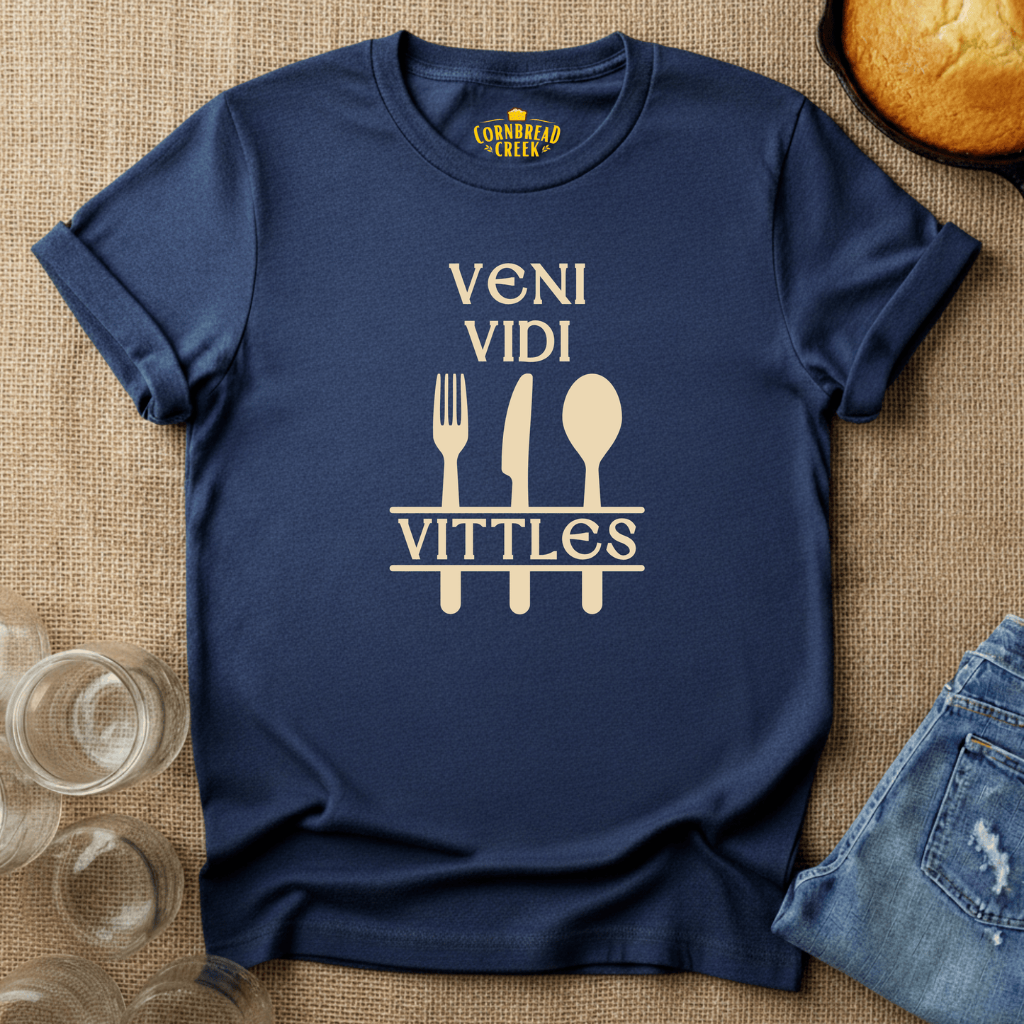 Veni Vidi Vittles T-Shirt Chicken and Rural Homestead Graphic tee Cornbread Creek