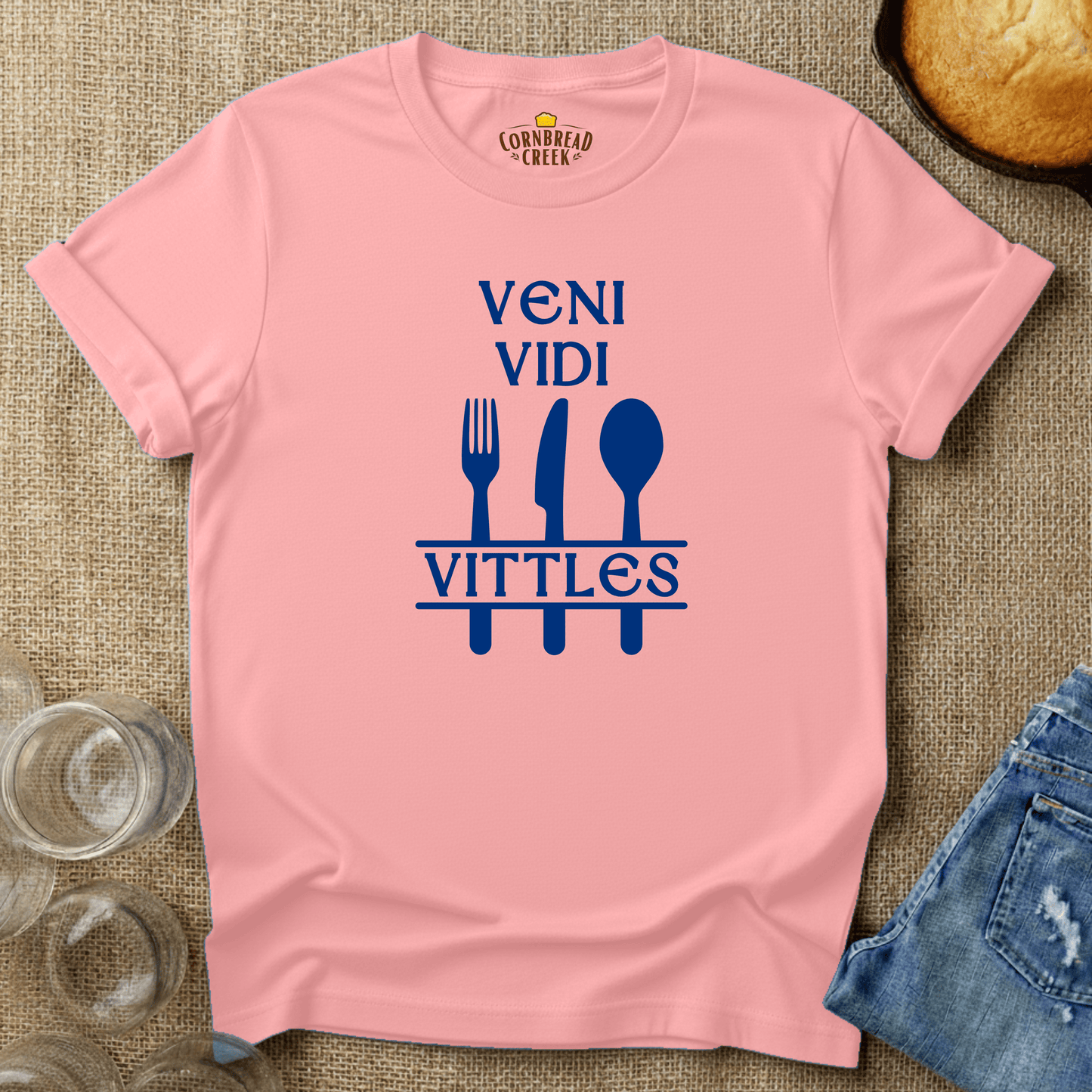 Veni Vidi Vittles T-Shirt Chicken and Rural Homestead Graphic tee Cornbread Creek