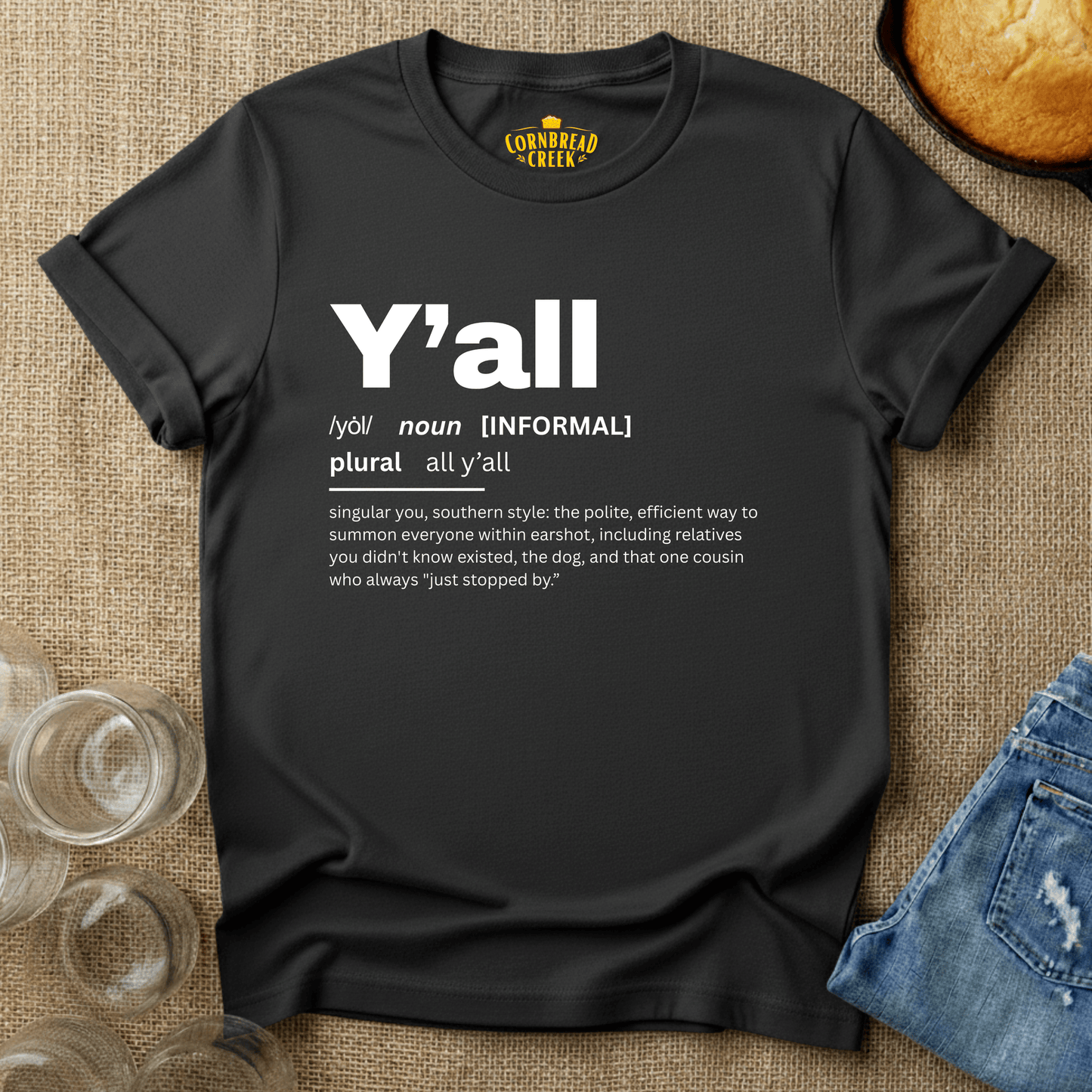 Y'all Definition T-Shirt Chicken and Rural Homestead Graphic tee Cornbread Creek