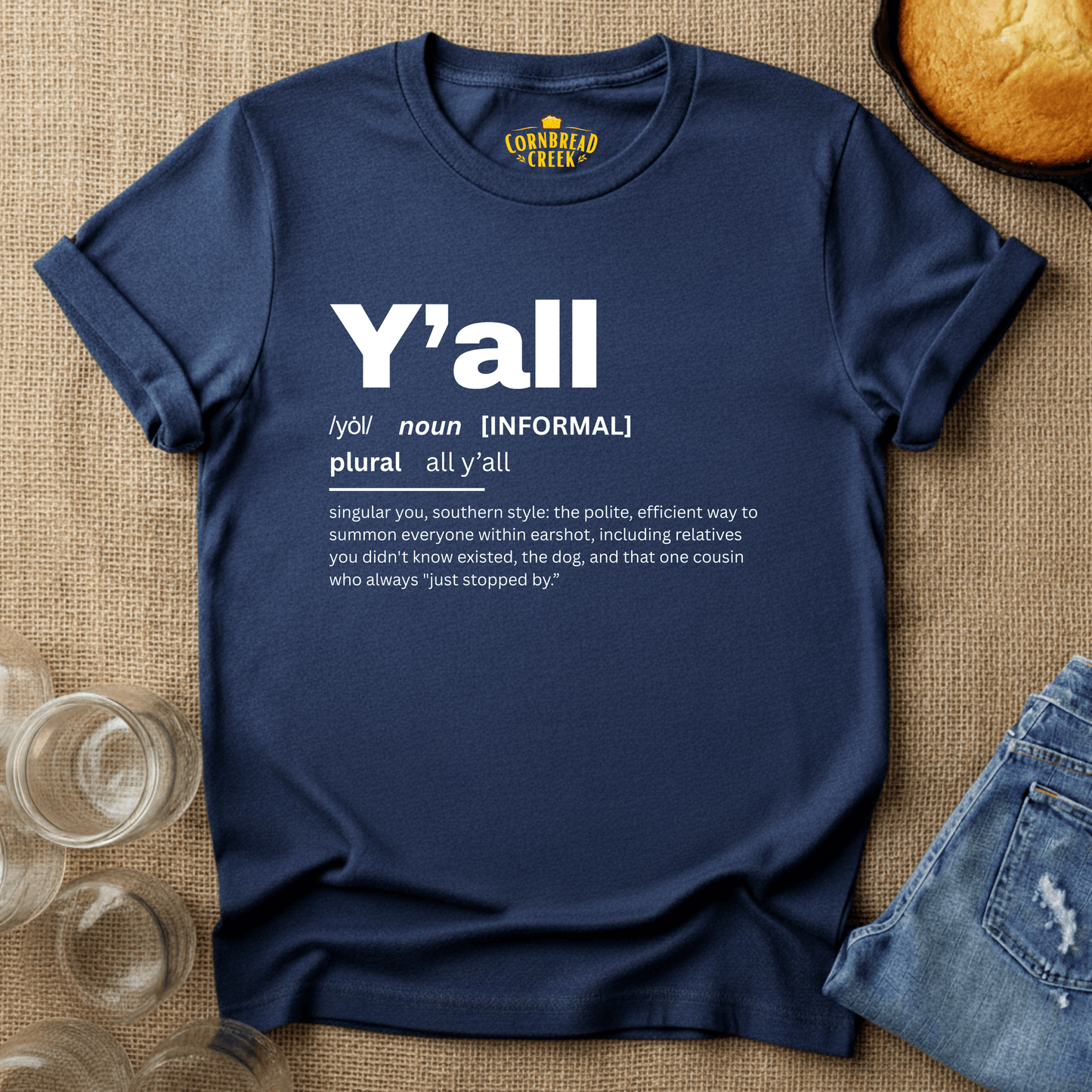 Y'all Definition T-Shirt Chicken and Rural Homestead Graphic tee Cornbread Creek