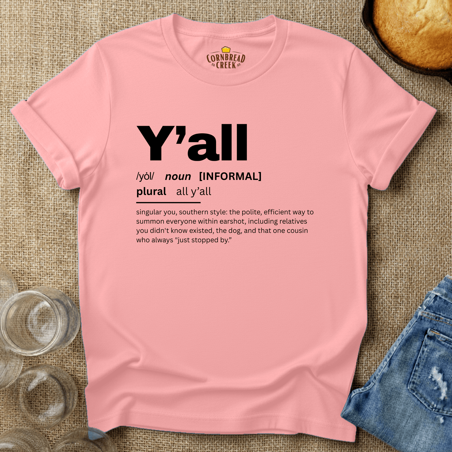 Y'all Definition T-Shirt Chicken and Rural Homestead Graphic tee Cornbread Creek