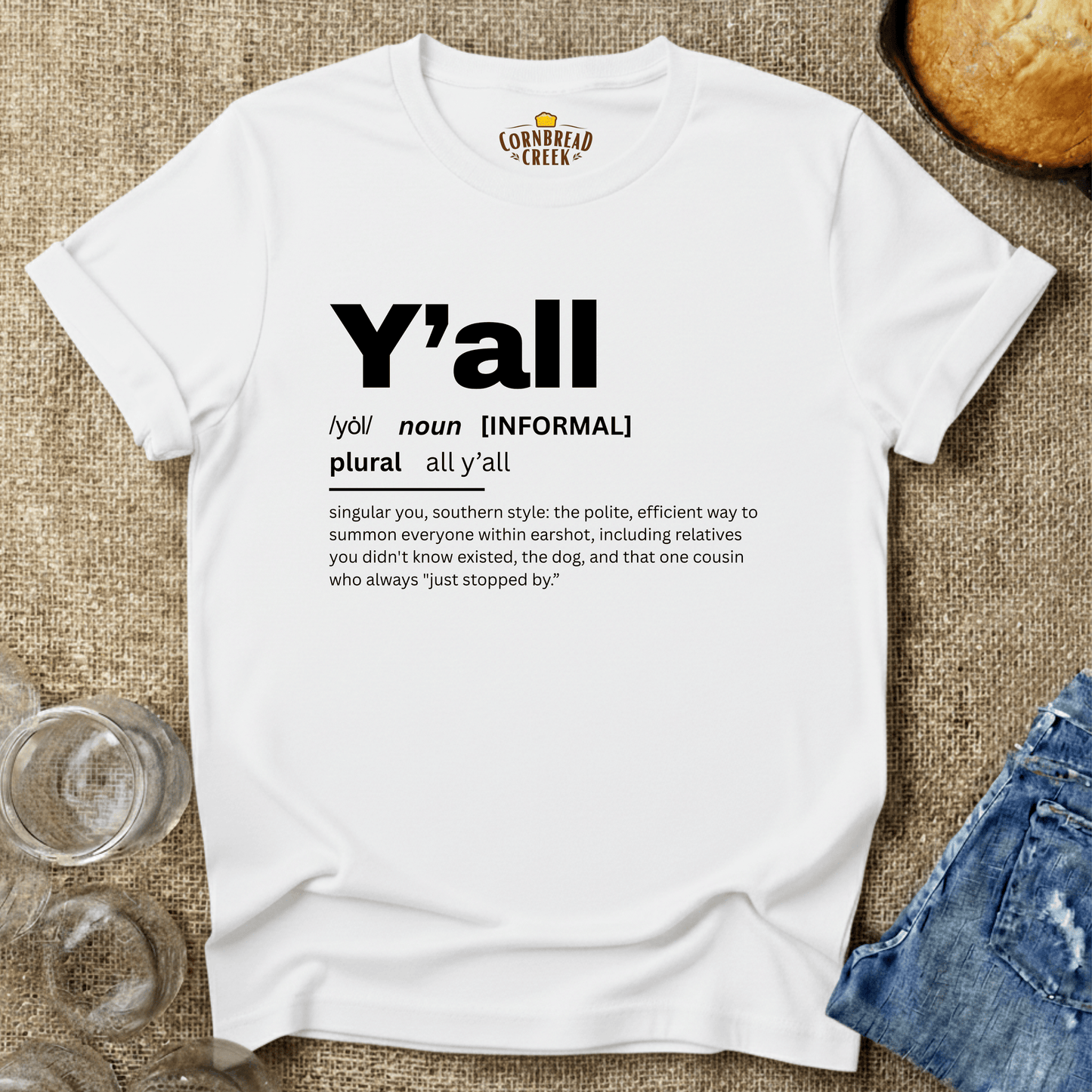 Y'all Definition T-Shirt Chicken and Rural Homestead Graphic tee Cornbread Creek