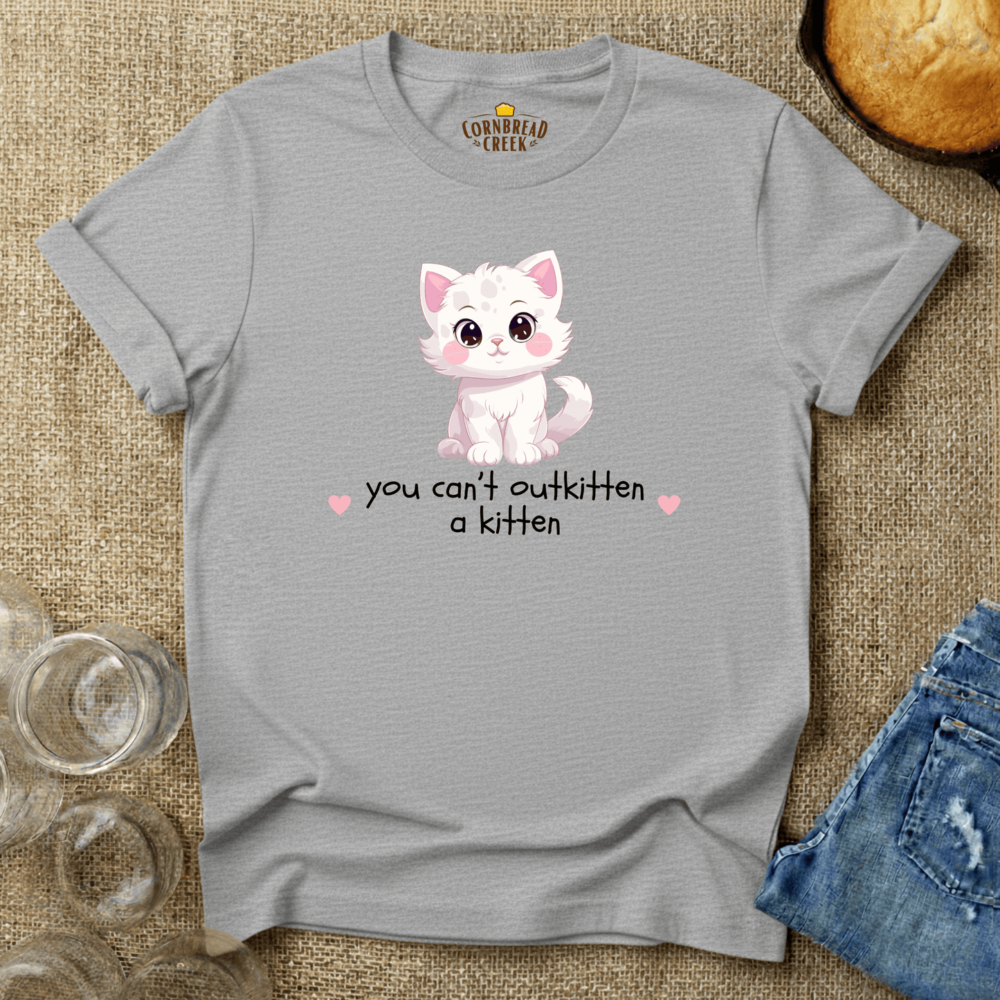 You Can't Outkitten a Kitten T-Shirt Chicken and Rural Homestead Graphic tee Cornbread Creek